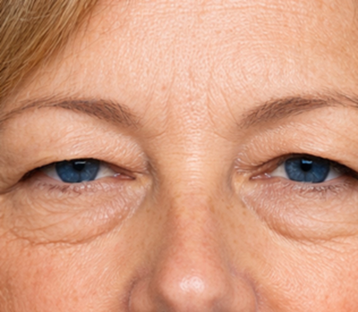 Detailansicht eines Gesichts mit Schlupflidern